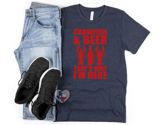 Crawfish and Beer (Red) - Texas Transfers and Designs