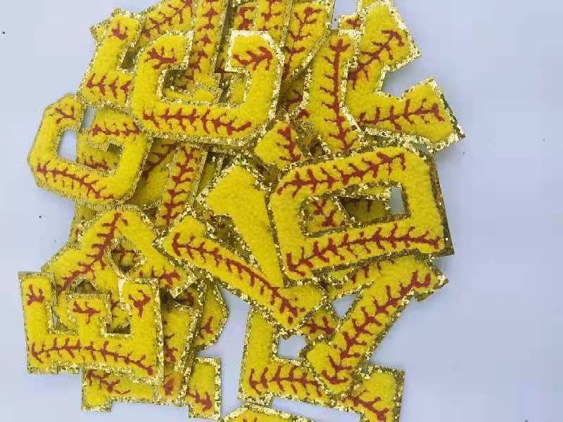 Softball Chenille Letters/Numbers Texas Transfers and Designs