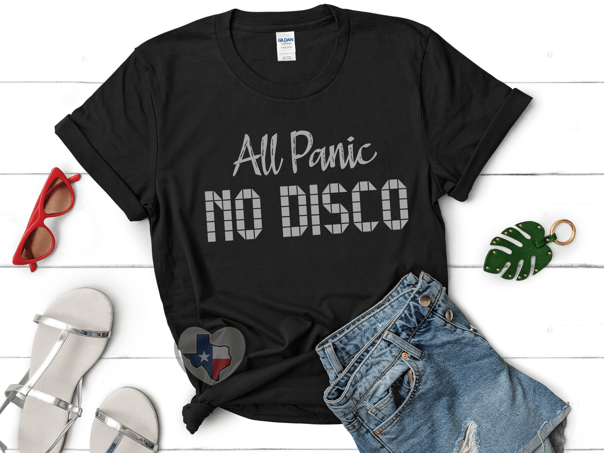All Panic No Disco (Metallic Silver) - Texas Transfers and Designs