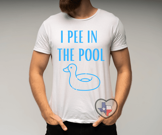 I Pee In The Pool - Bright Blue ADULT *EXCLUSIVE* - Texas Transfers and Designs