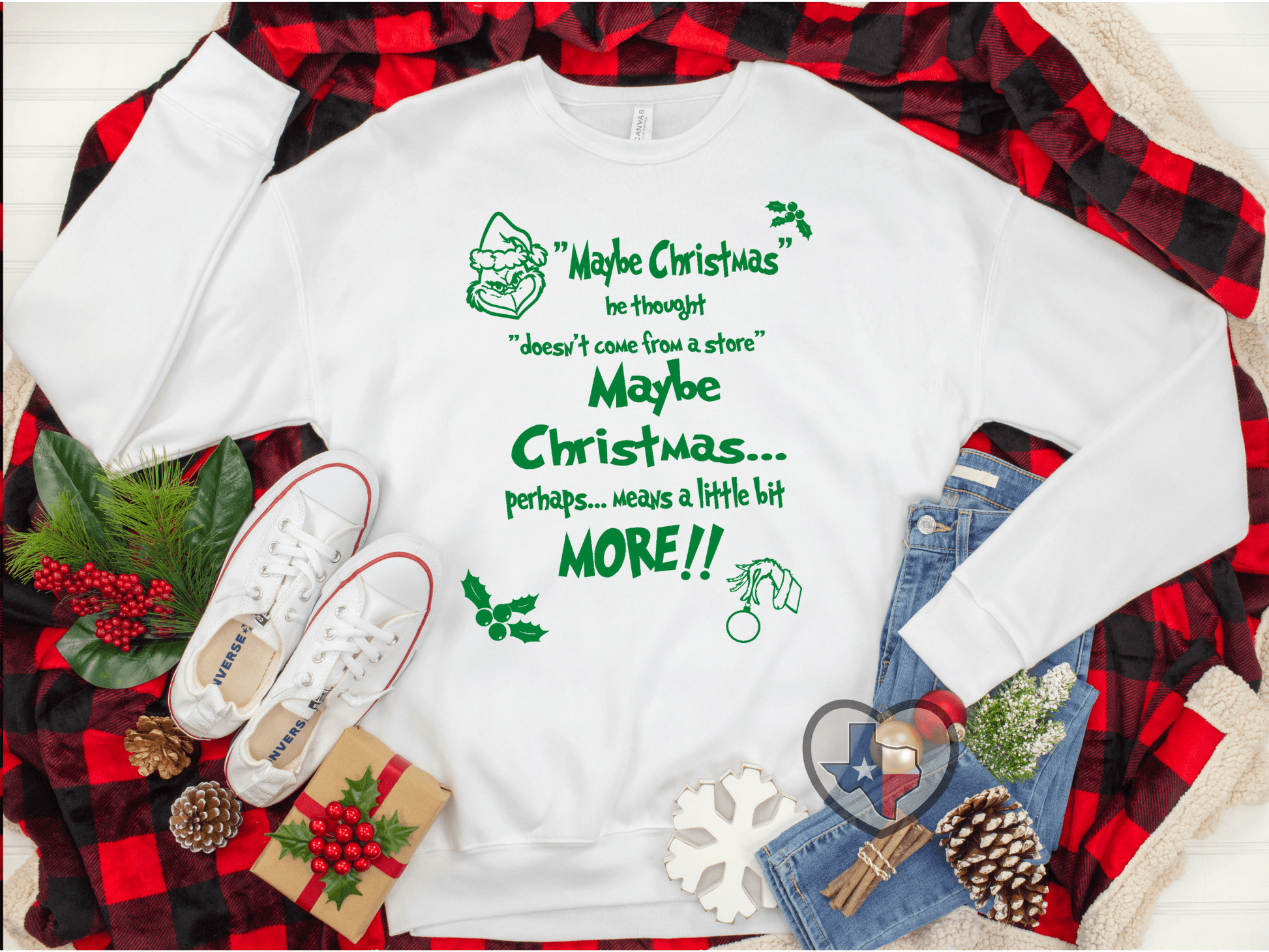 Maybe Christmas Means A Little Bit More (Green) - Texas Transfers and Designs