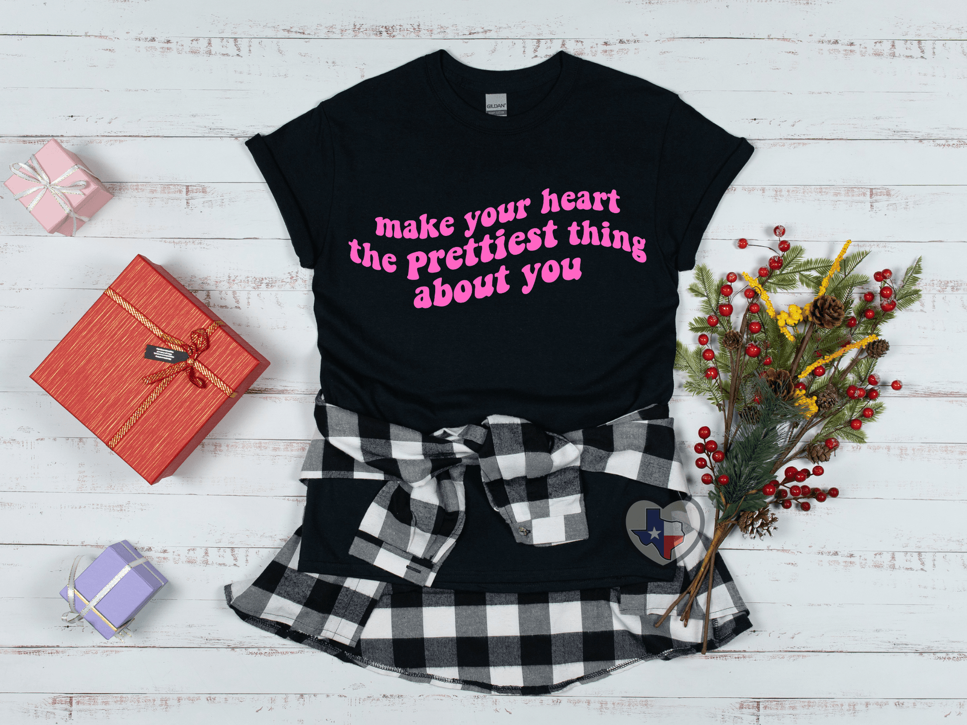 Make Your Heart The Prettiest Thing (Hot Pink) - Texas Transfers and Designs