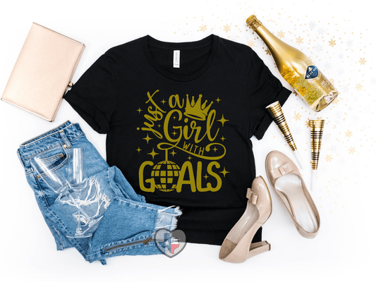 Just A Girl With Goals (Vegas Gold) - Texas Transfers and Designs
