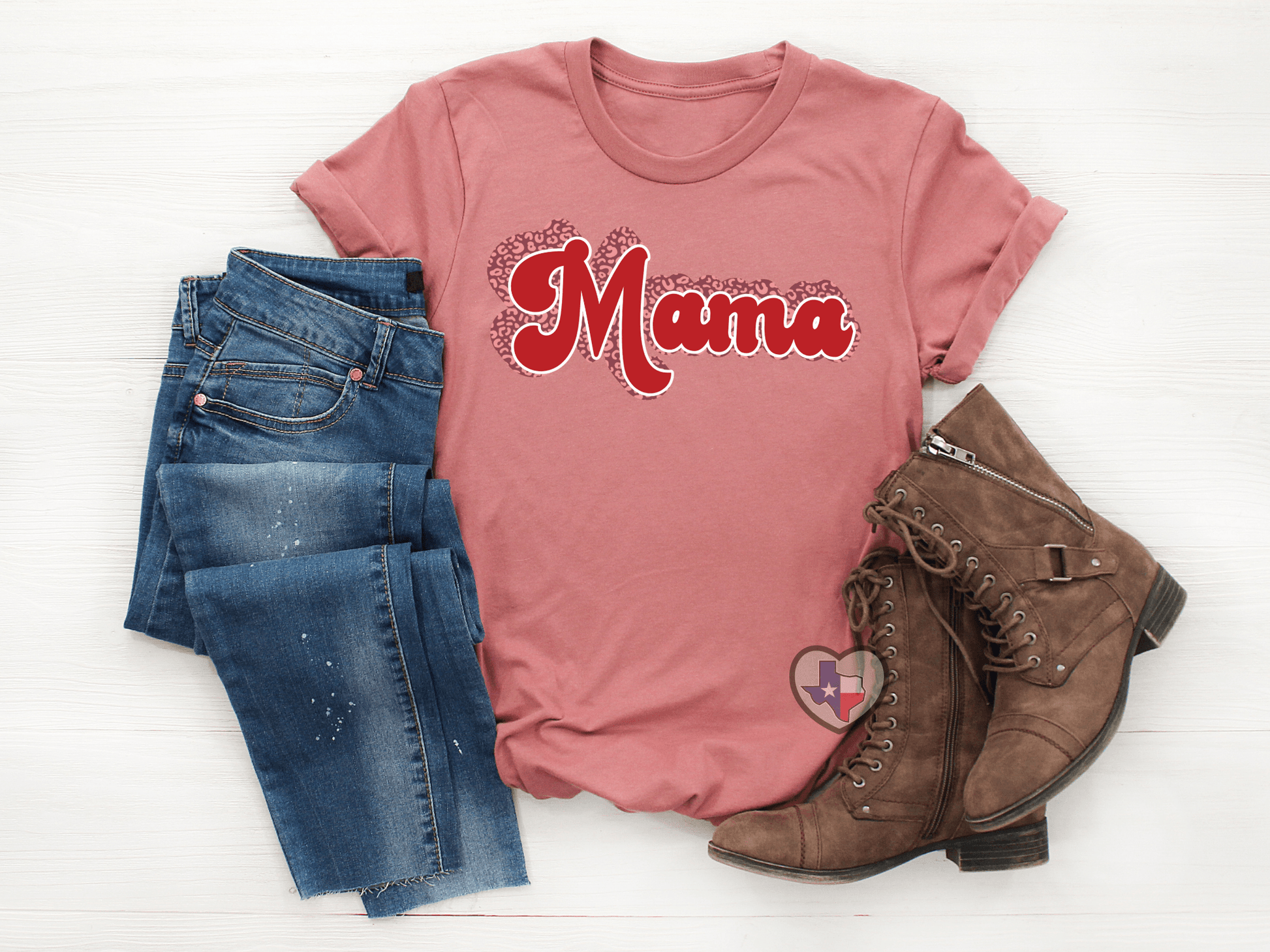 Mama Pink Retro Leopard HIGH HEAT - Texas Transfers and Designs