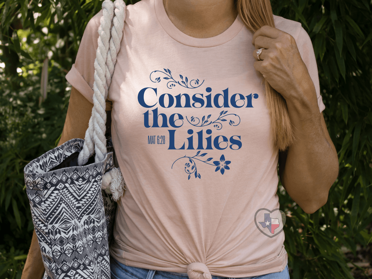 Consider The Lilies (Navy) - Texas Transfers and Designs