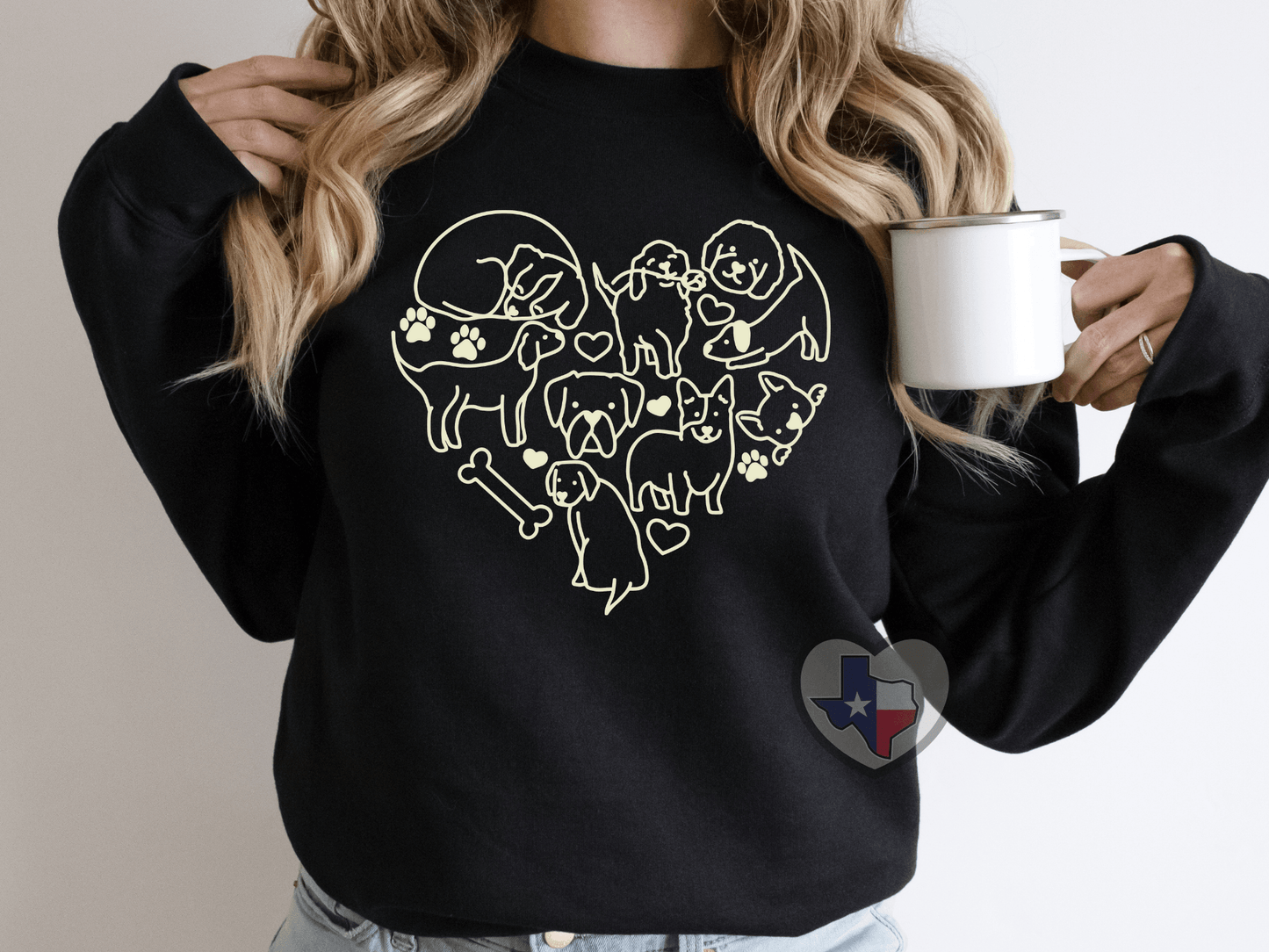 Dog Doodle Heart (Cream) - Texas Transfers and Designs