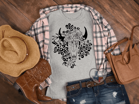 Leopard Boho Skull - Texas Transfers and Designs