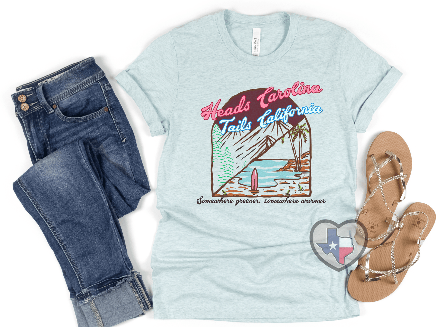 PRE-ORDER Arriving 6/17 Heads Carolina/Tails California HIGH HEAT - Texas Transfers and Designs