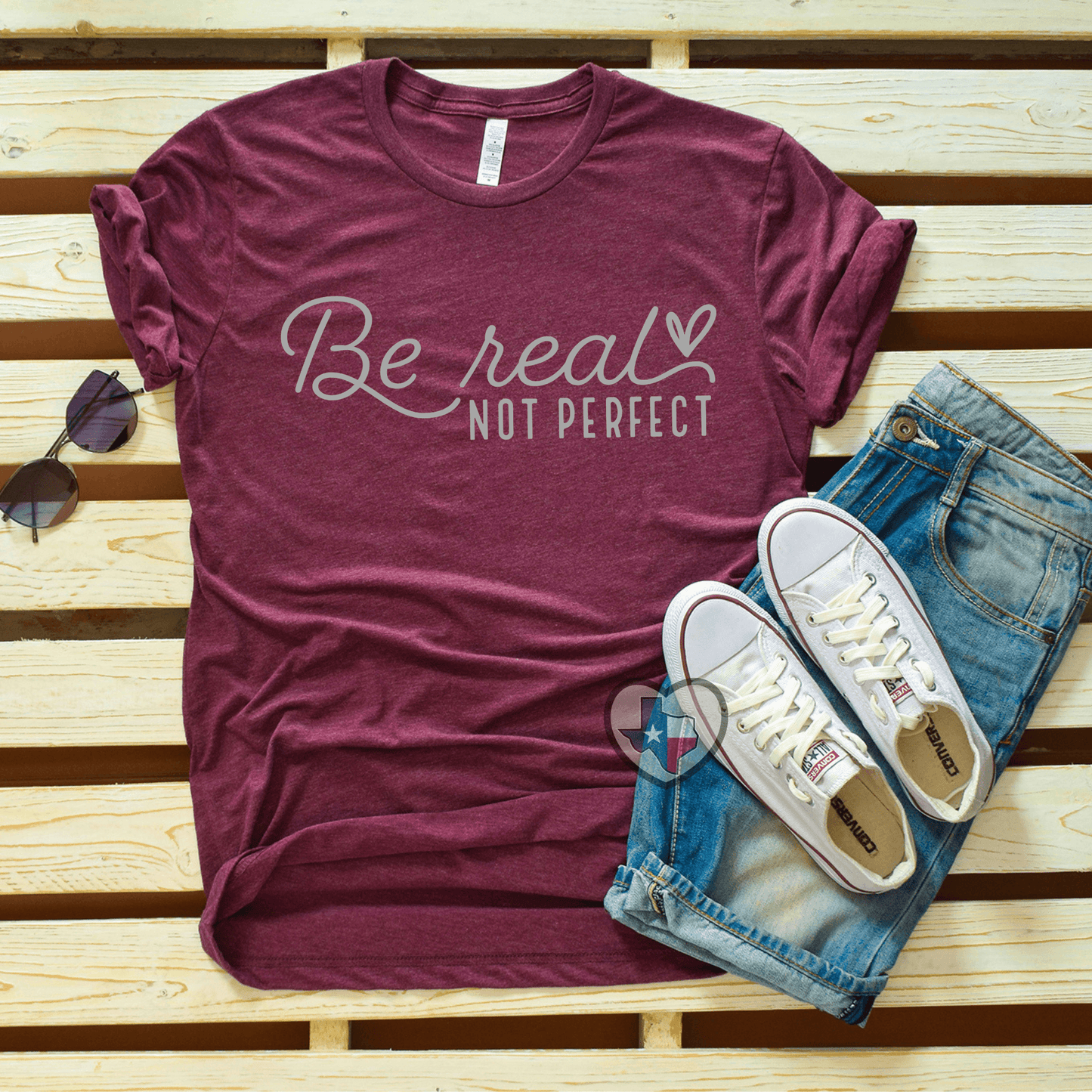 Be Real Not Perfect (Metallic Silver) - Texas Transfers and Designs