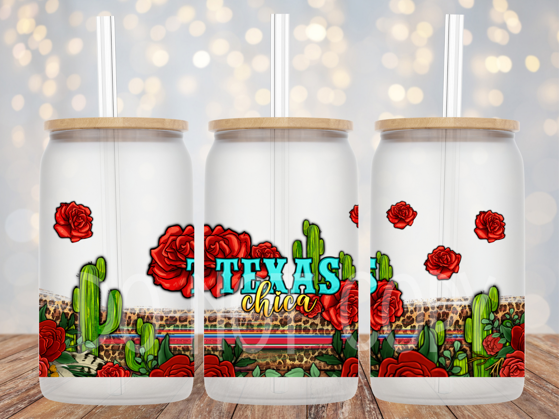 Texas Chica Cup Wrap UV Sticker - Texas Transfers and Designs